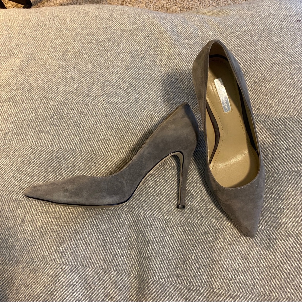 BCBG Grey Suede Heels